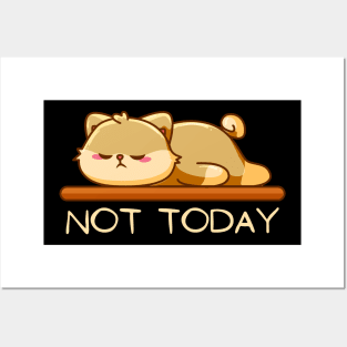 Lazy Cat Nope not Today funny sarcastic messages sayings and quotes Posters and Art